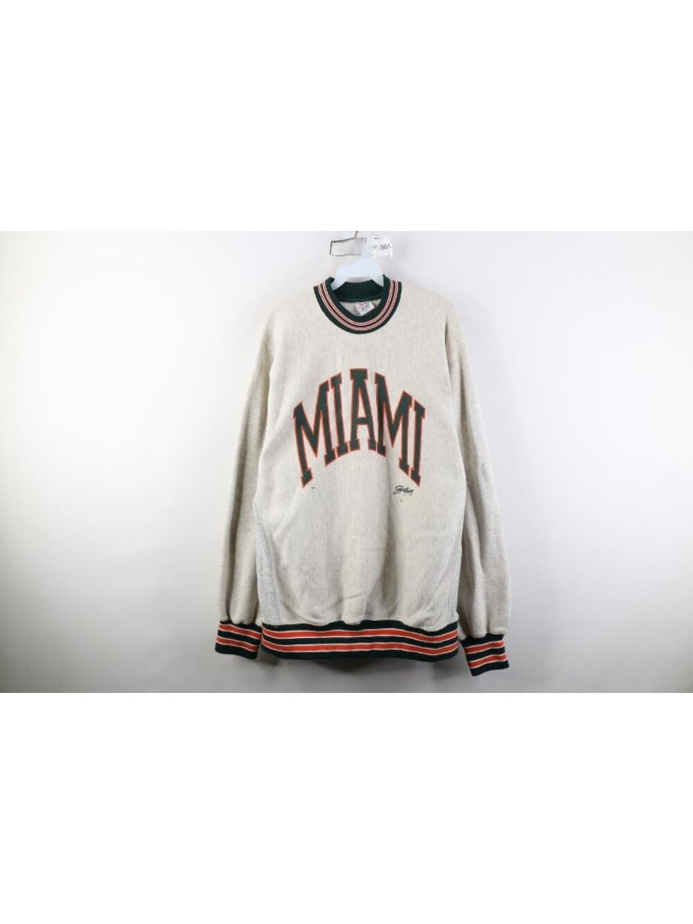 Vintage 90s Mens Large Reverse Weave University of Miami Sweatshirt Gray USA